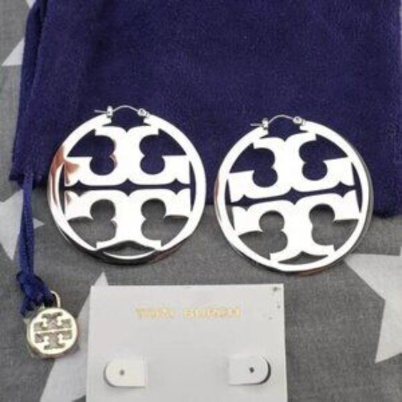 Tory Burch Miller Hoop Statement Earrings (Silver) - Picture 4 of 4